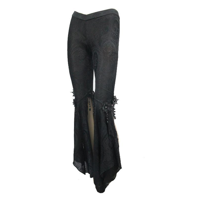 DEVIL FASHION Women's Goth Trousers With Long slits