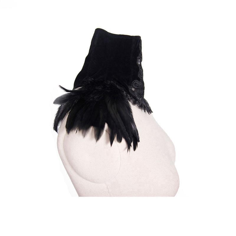 Women's Goth Velvet & Feather Collar