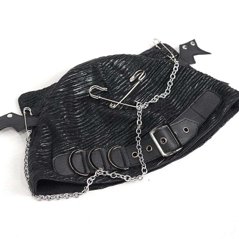 DEVIL FASHION Women's Gothic Batwing Buckle Hat with Chain