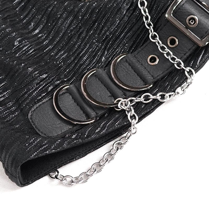 DEVIL FASHION Women's Gothic Batwing Buckle Hat with Chain