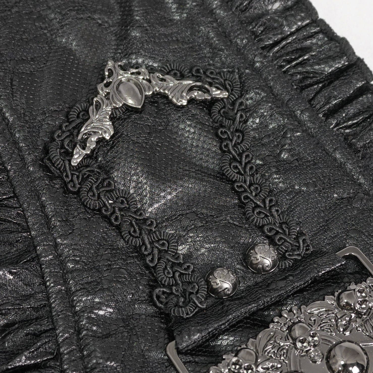 DEVIL FASHION Women's Gothic Beads Ruffled Belt