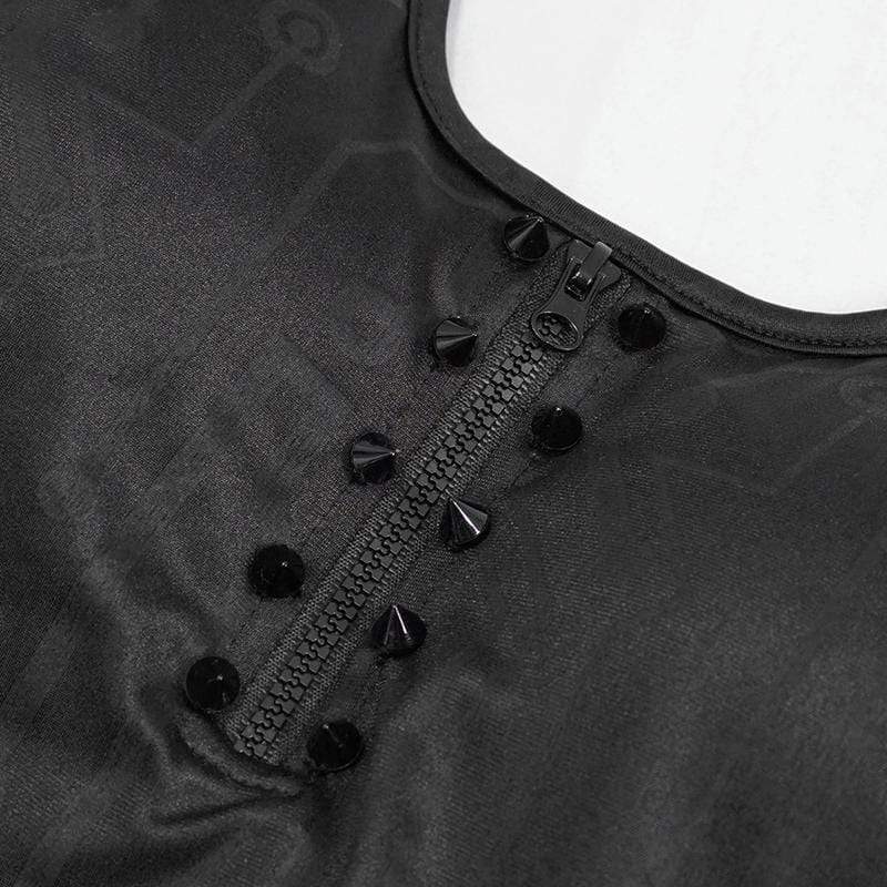 Women's Gothic Black Sleeveless Leotard Swimming Suit