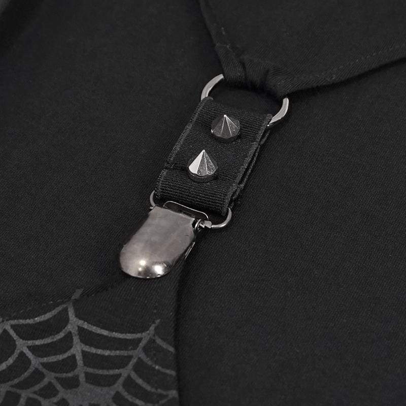 Women's Gothic Cobweb Printed Cutout Pants