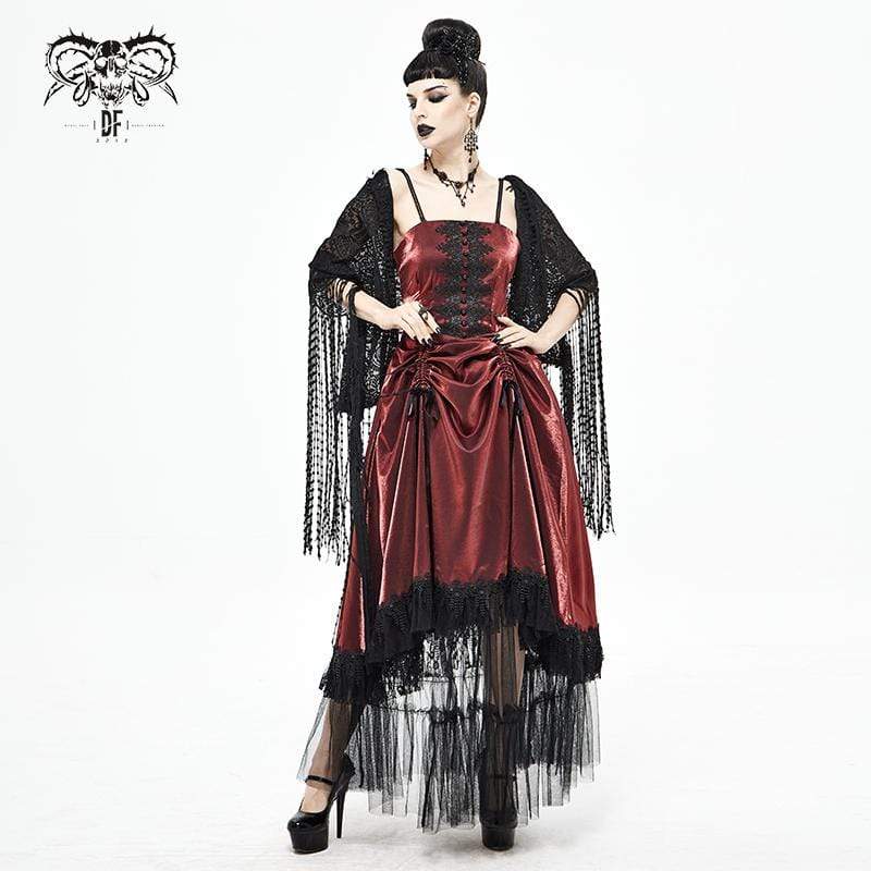 Women's Gothic Crochet Tassels Black Cloak