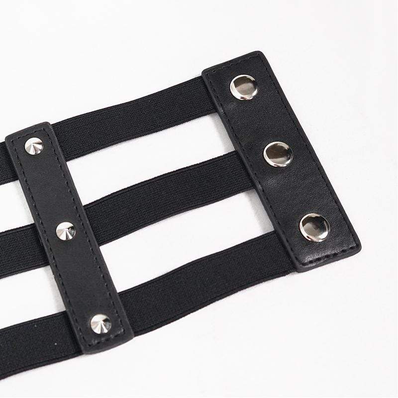 Women's Gothic Cutout Buckles Faux Leather Girdle