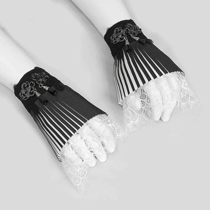 DEVIL FASHION Women's Gothic Double Color Beaded Lace Gloves