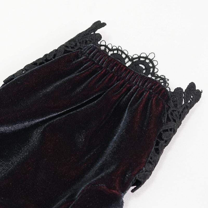DEVIL FASHION Women's Gothic Floral Color Gradient Gloves