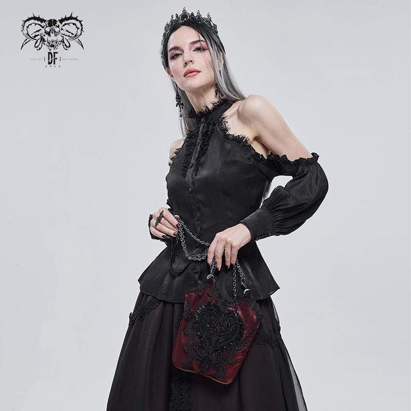 DEVIL FASHION Women's Gothic Floral Double Color Bag