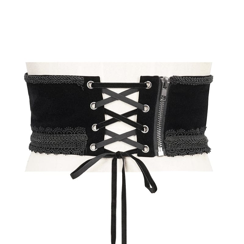 DEVIL FASHION Women's Gothic Floral Embroidered Beaded Belt