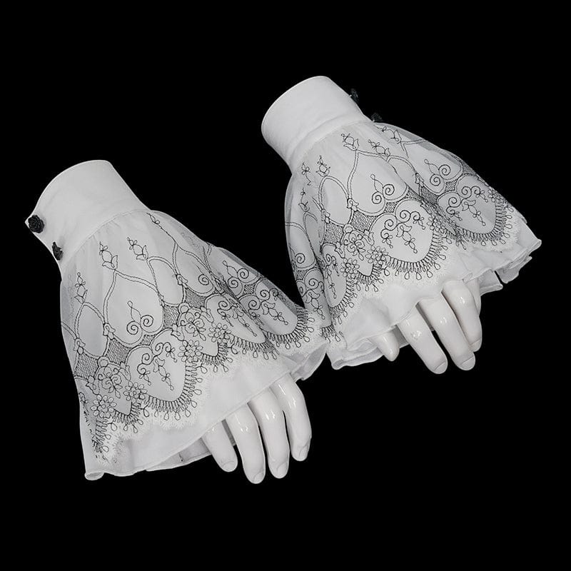 DEVIL FASHION Women's Gothic Floral Embroidered Gloves