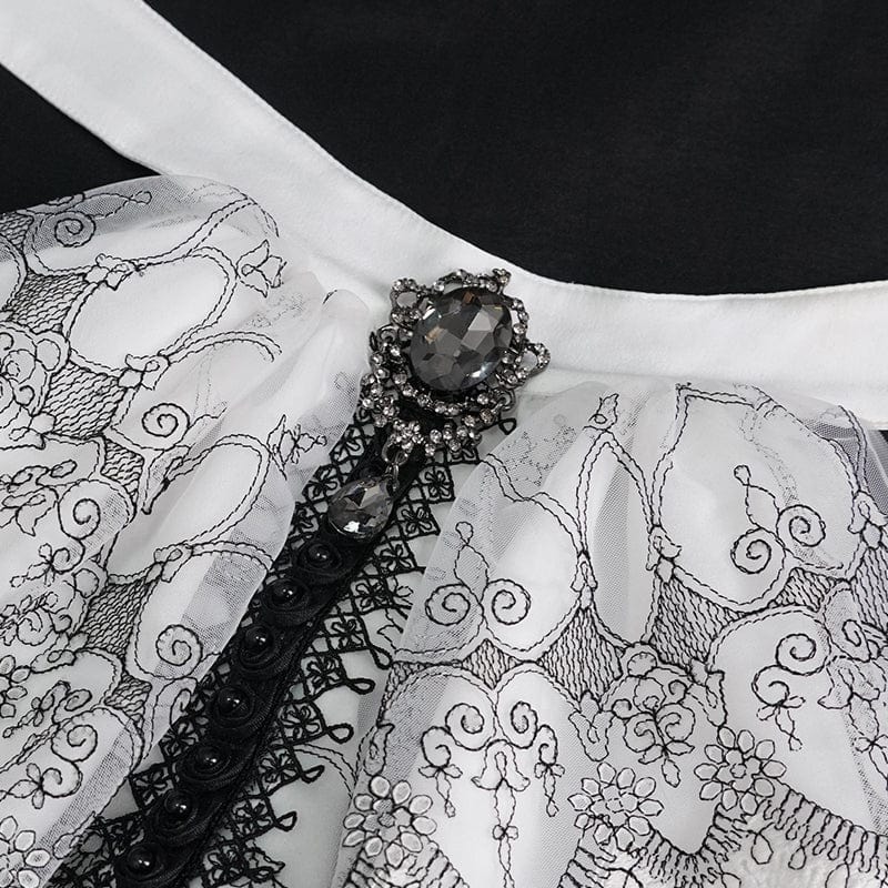 DEVIL FASHION Women's Gothic Floral Embroidered Ruffled Neckwear