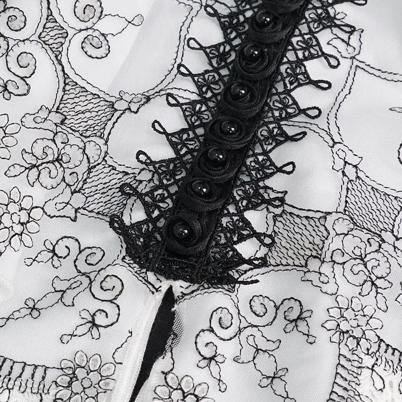 DEVIL FASHION Women's Gothic Floral Embroidered Ruffled Neckwear