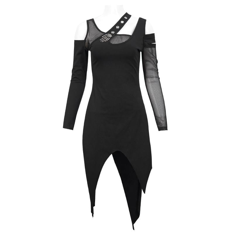 Women's Gothic Irregular Cutout Mesh Splice Dress