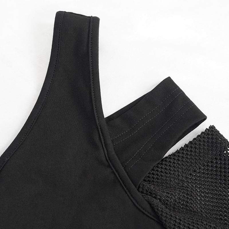 Women's Gothic Irregular Cutout Mesh Splice Dress