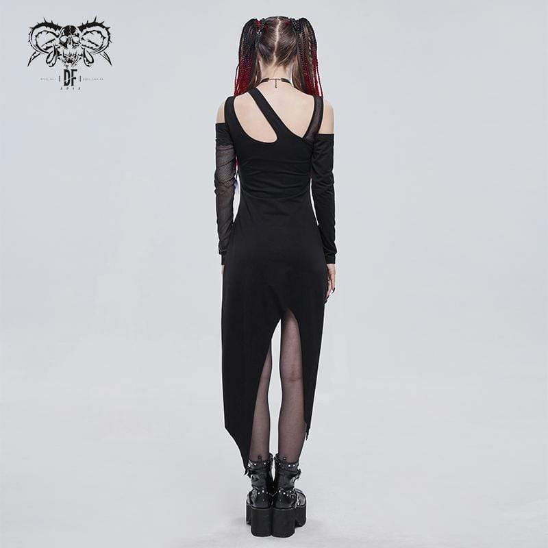 Women's Gothic Irregular Cutout Mesh Splice Dress