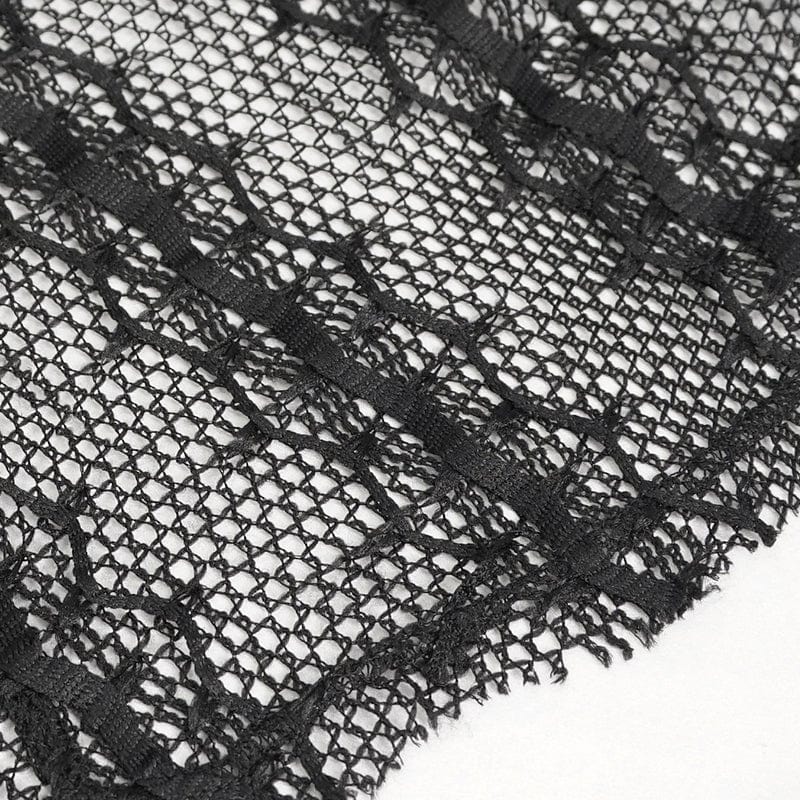 DEVIL FASHION Women's Gothic Irregular Ripped Mesh Dress