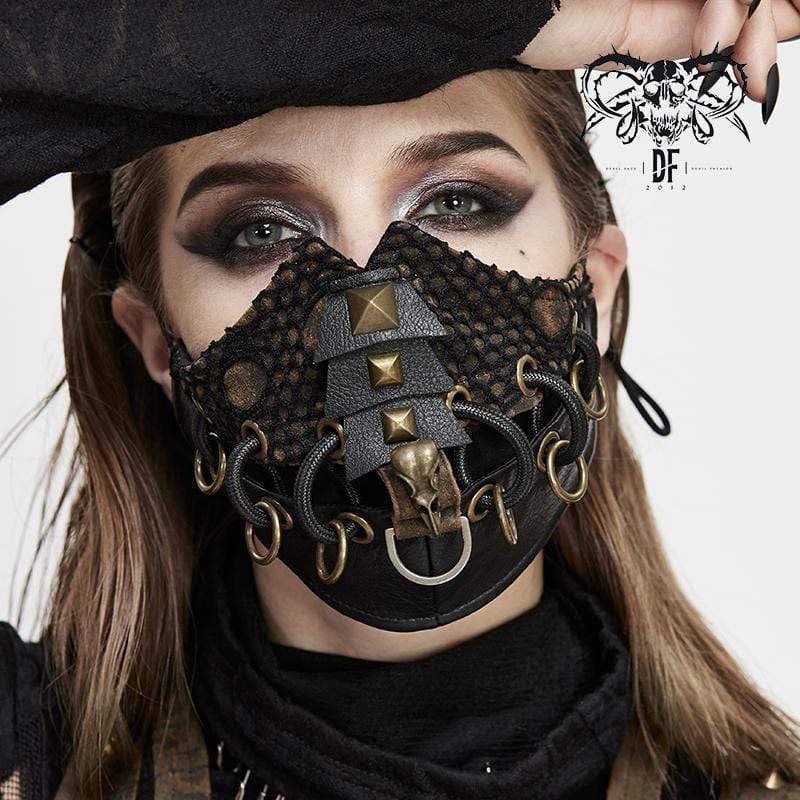 Women's Gothic Mesh Masks With Rivets