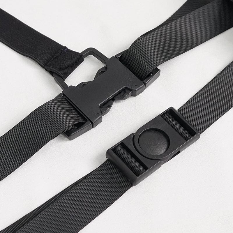 DEVIL FASHION Women's Gothic Mesh Splice Shirt with Buckle Strap