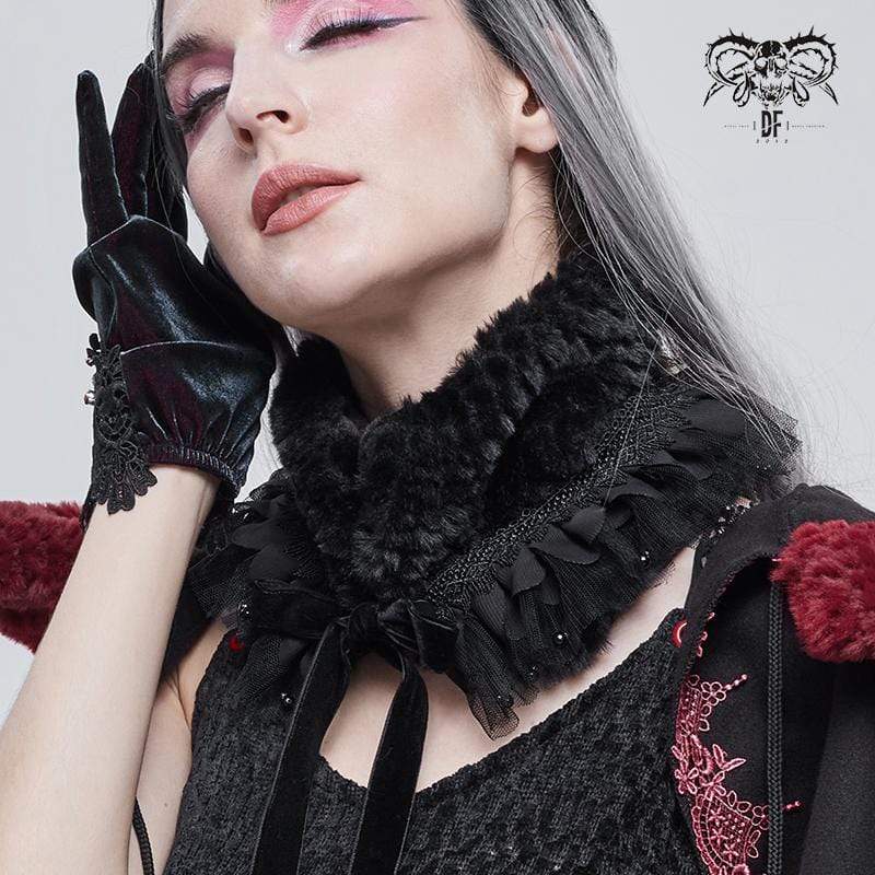 DEVIL FASHION Women's Gothic Mesh Splice Strappy Scarf Black