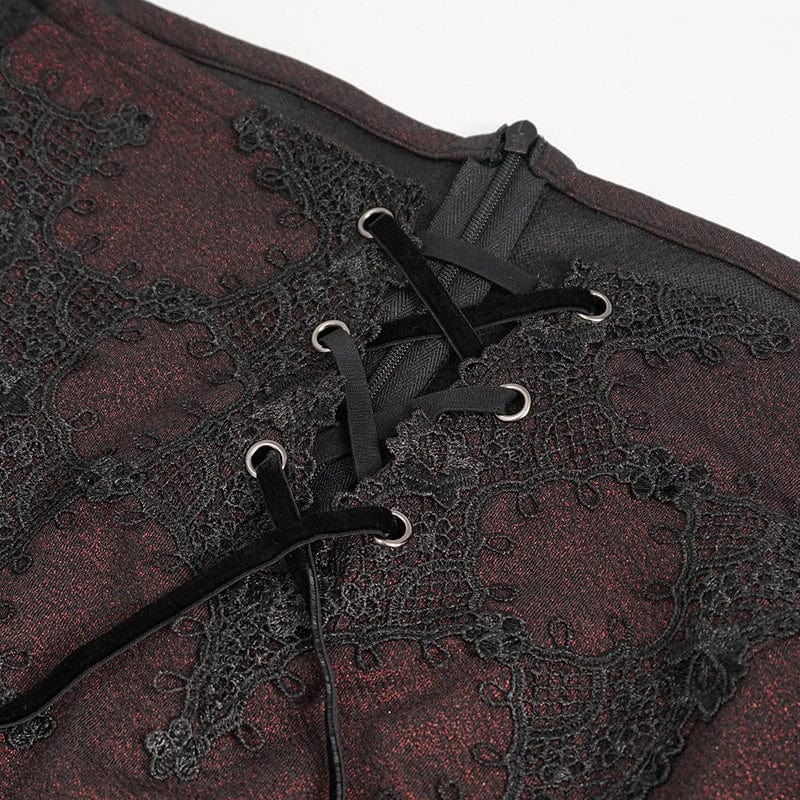 DEVIL FASHION Women's Gothic Off Shoulder Lace Splice Dress