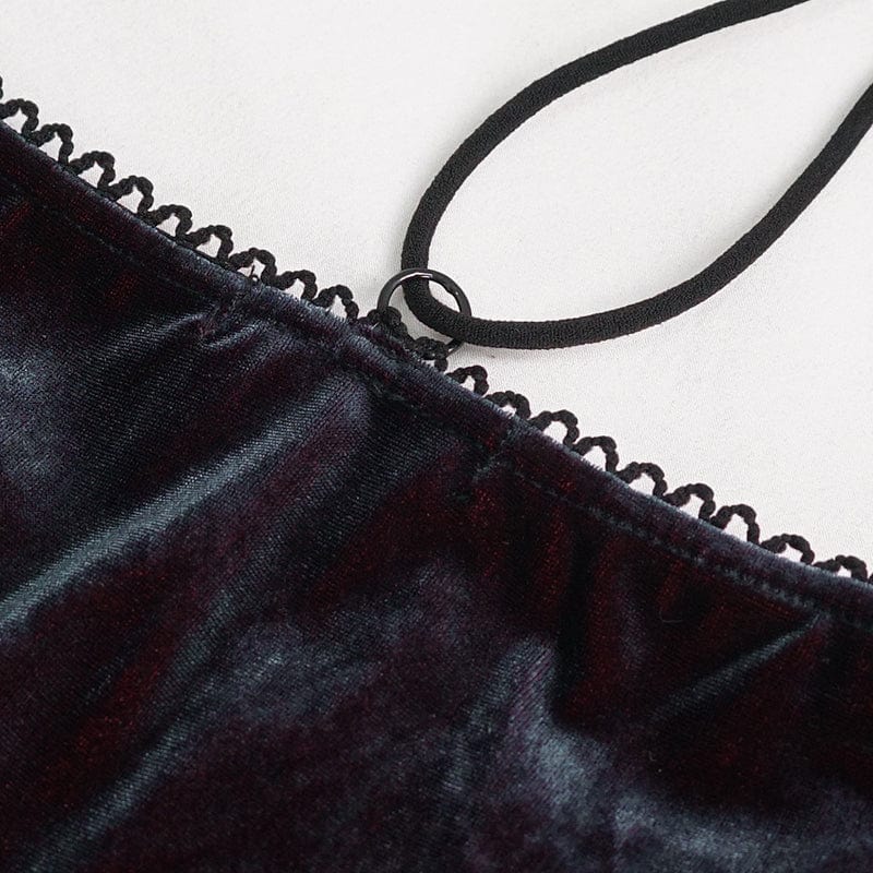 DEVIL FASHION Women's Gothic Off Shoulder Lace Splice Shirt