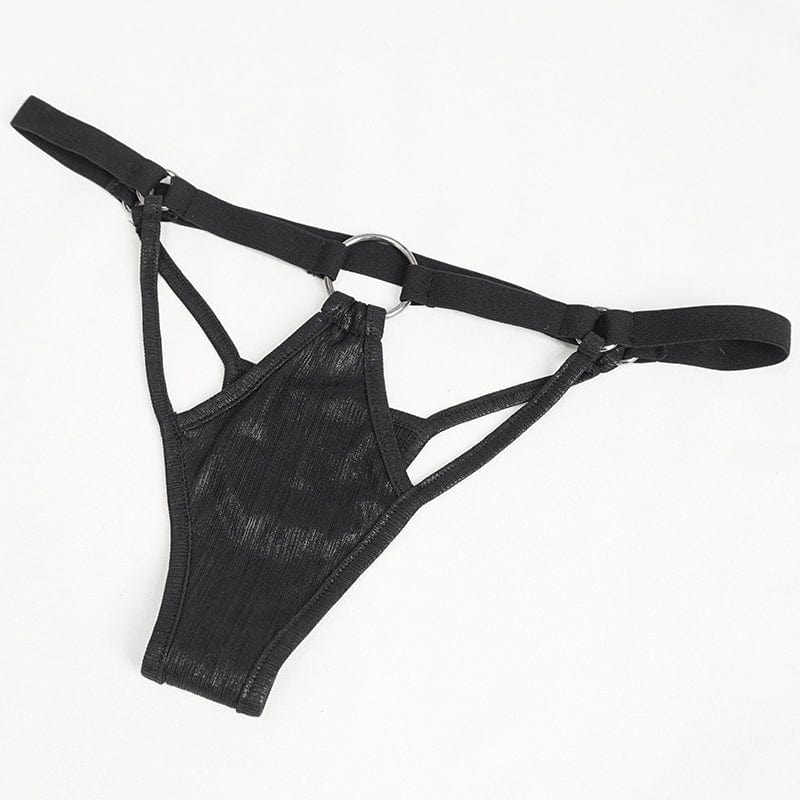 DEVIL FASHION Women's Gothic Patent Leather Splice Bustier with Lingerie