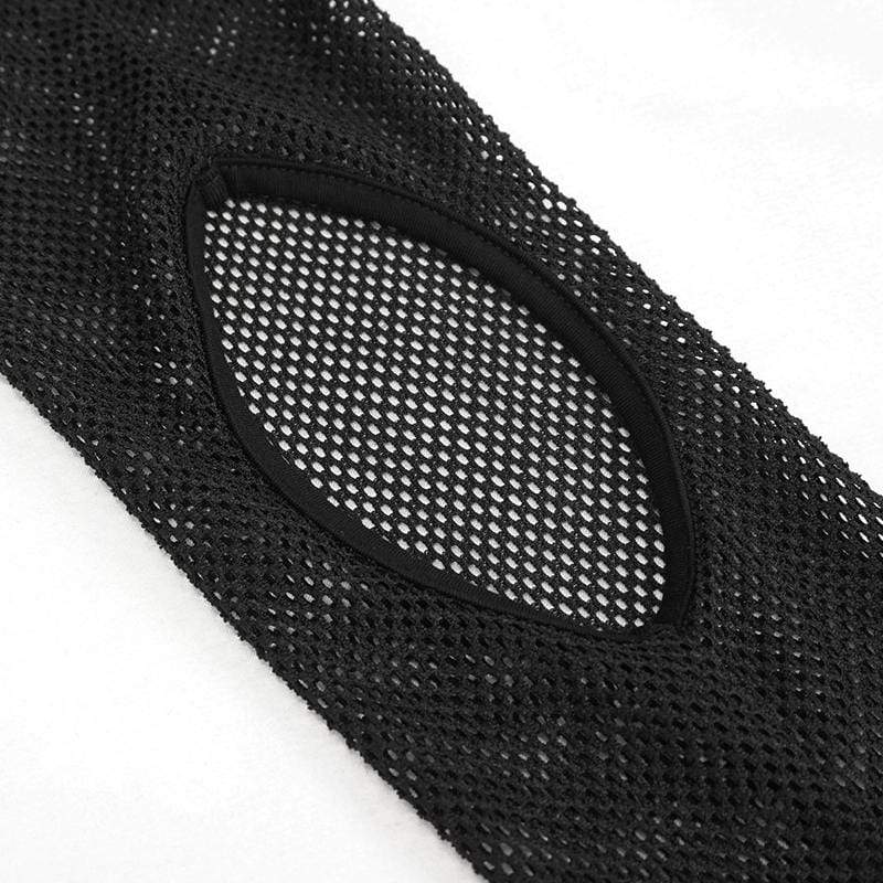 Women's Gothic Pentagram Cutout Mesh Splice Top