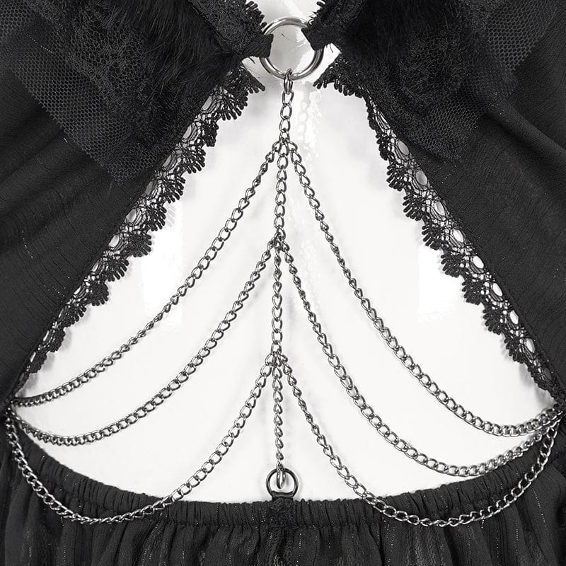 DEVIL FASHION Women's Gothic Plunging Ruffled Lace Lingerie