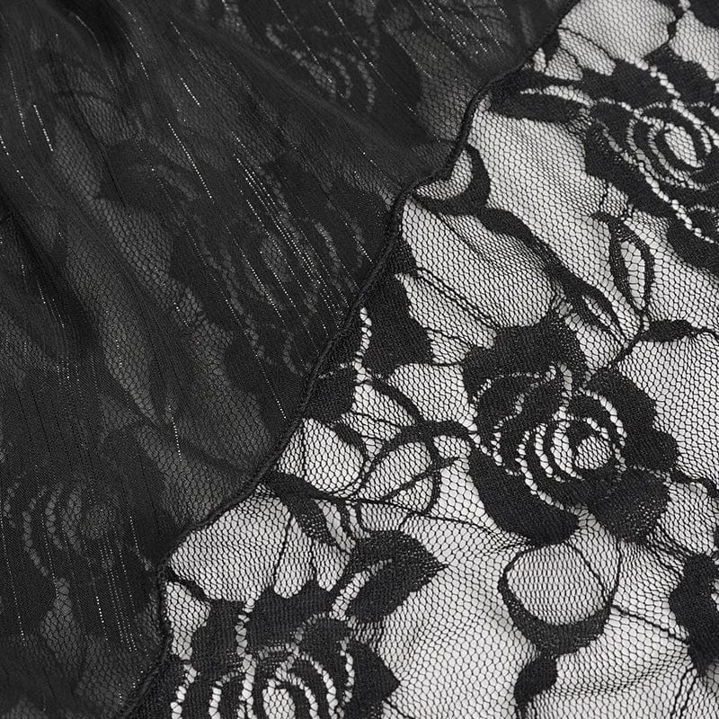 DEVIL FASHION Women's Gothic Plunging Ruffled Lace Lingerie