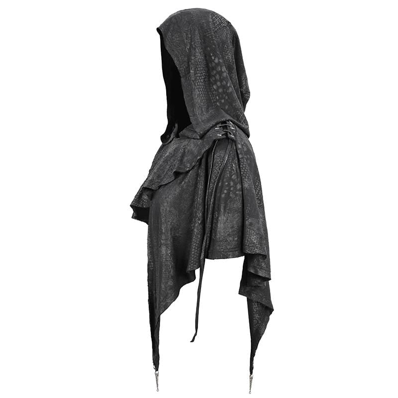 Women's Gothic Punk Asymmetrical Short Hooded Cape