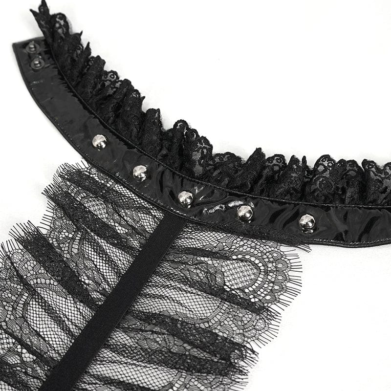 DEVIL FASHION Women's Gothic Ruffled Lace Lingerie Bodysuit