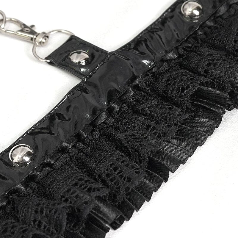 DEVIL FASHION Women's Gothic Ruffled Lace Lingerie Bodysuit