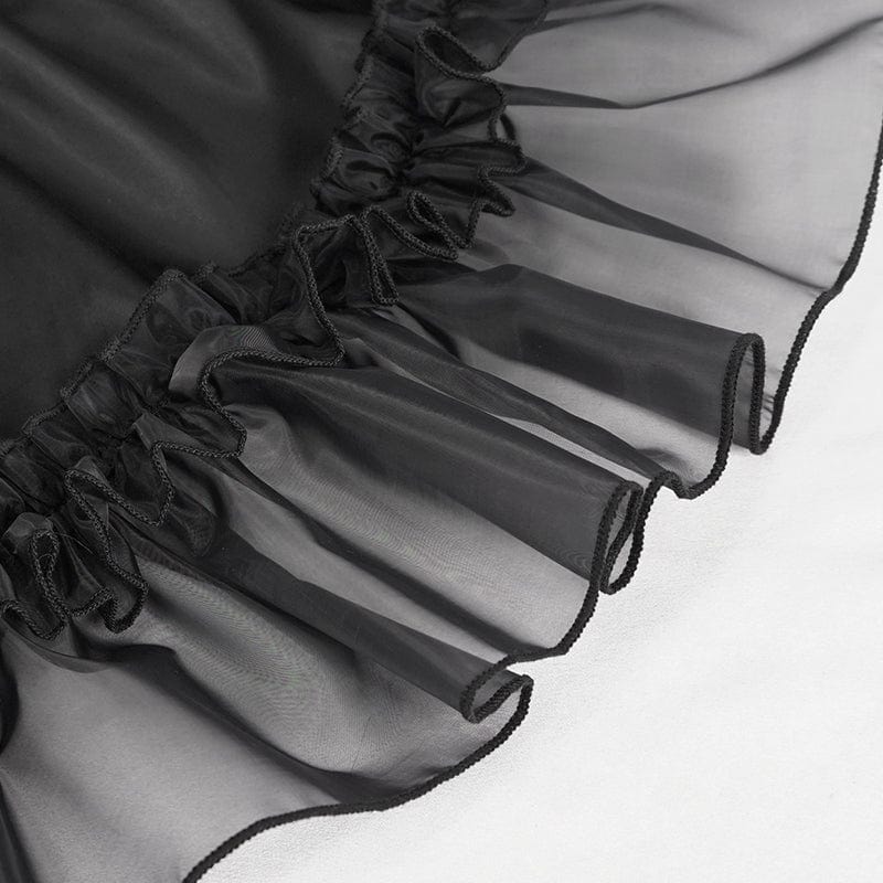 DEVIL FASHION Women's Gothic Ruffled Lace Splice Dress