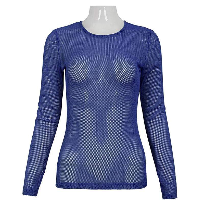 DEVIL FASHION Women's Gothic Sheer Mesh Tops