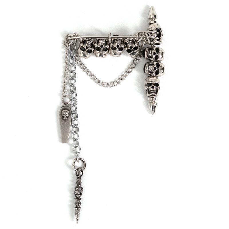 DEVIL FASHION Women's Gothic Skulls Chain Brooch