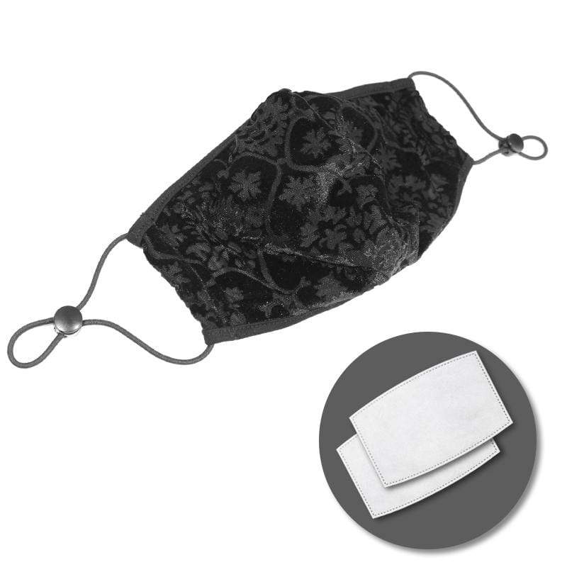 Women's Gothic Solid Jacward Masks With Disposable Filter Insert Set of two