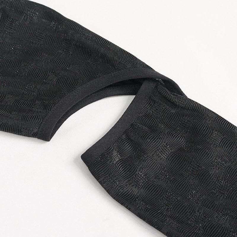 DEVIL FASHION Women's Gothic Stand Collar Cutout Shirt