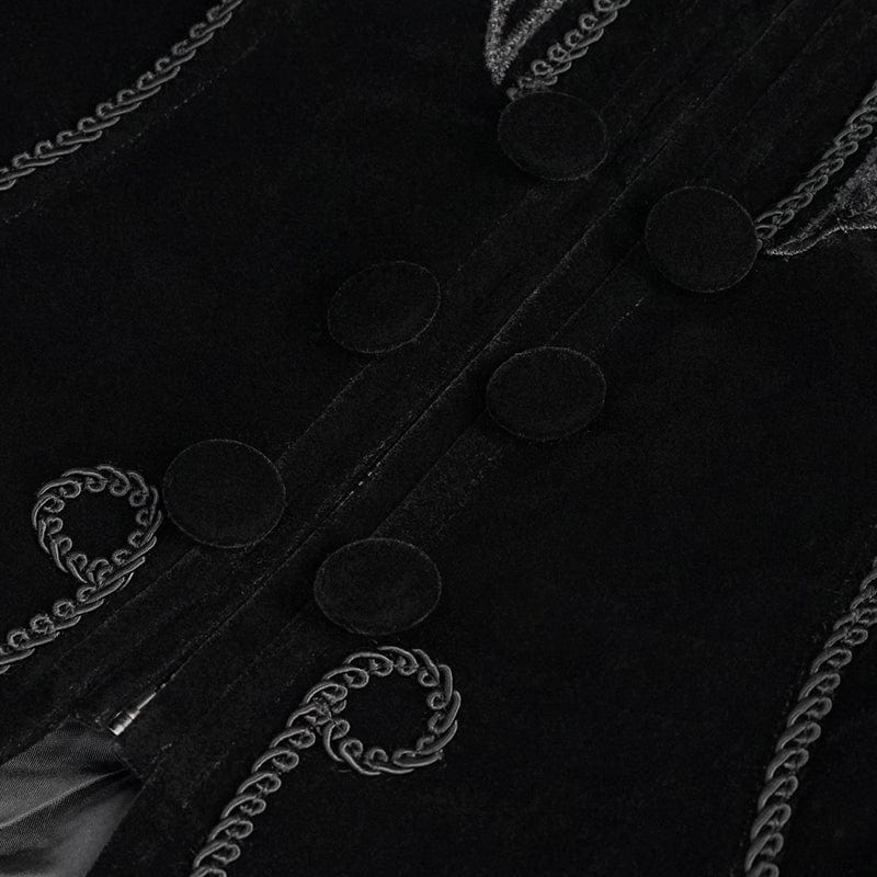 DEVIL FASHION Women's Gothic Stand Collar Floral Embroidered Jacket