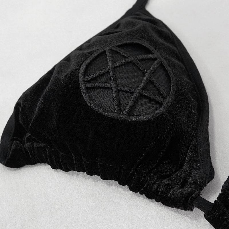 DEVIL FASHION Women's Gothic Star Tie Side Bikini
