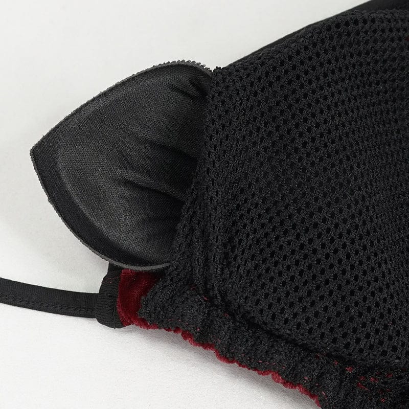 DEVIL FASHION Women's Gothic Star Tie Side Bikini Wine Red