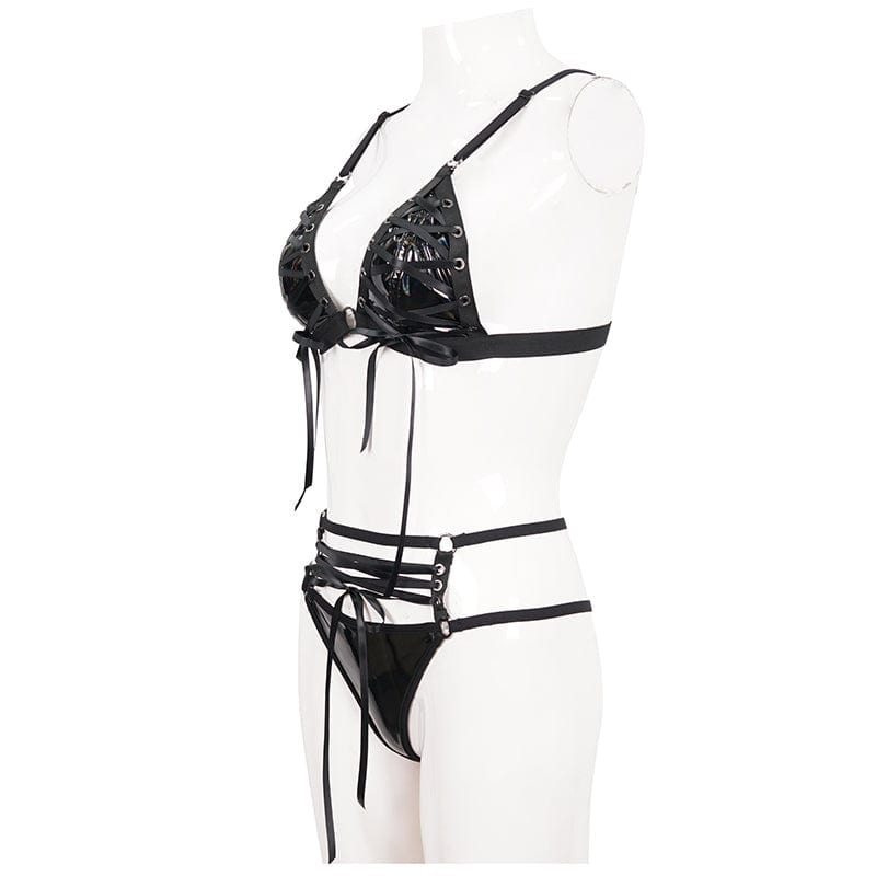 DEVIL FASHION Women's Gothic Strappy Butterfly Bustier with Lingerie