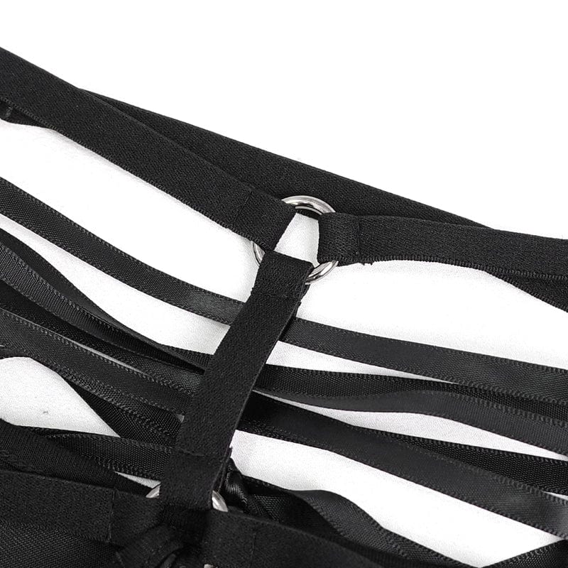 DEVIL FASHION Women's Gothic Strappy Butterfly Bustier with Lingerie