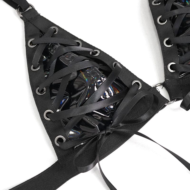 DEVIL FASHION Women's Gothic Strappy Butterfly Bustier with Lingerie