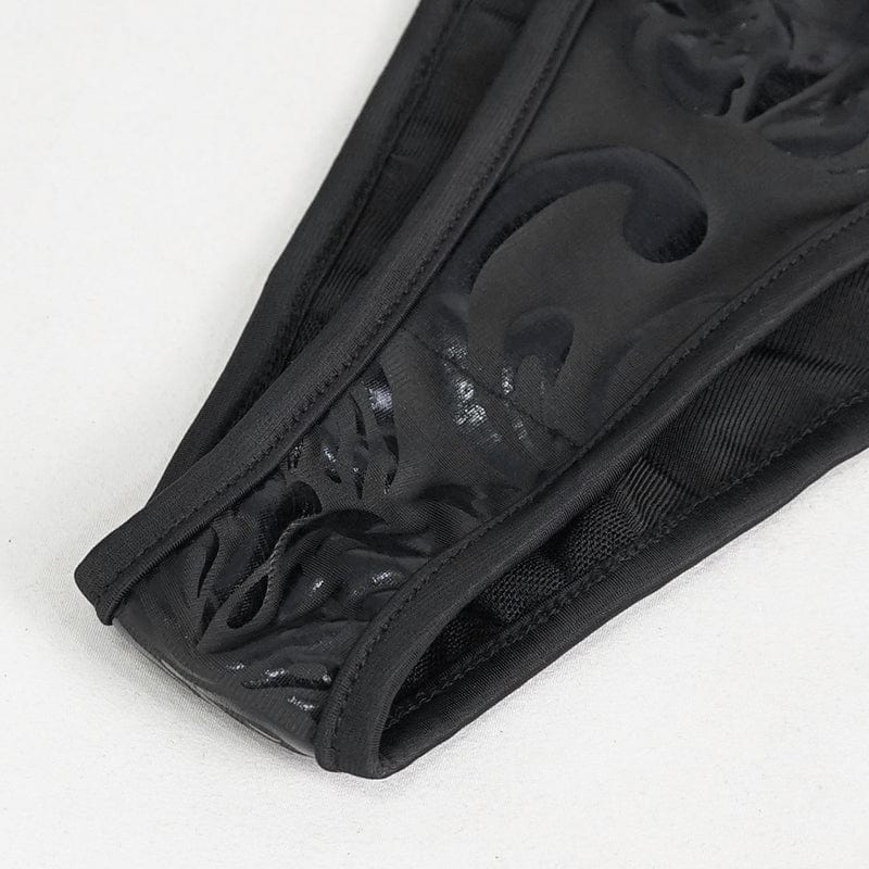 DEVIL FASHION Women's Gothic Strappy Floral Printed Bikini