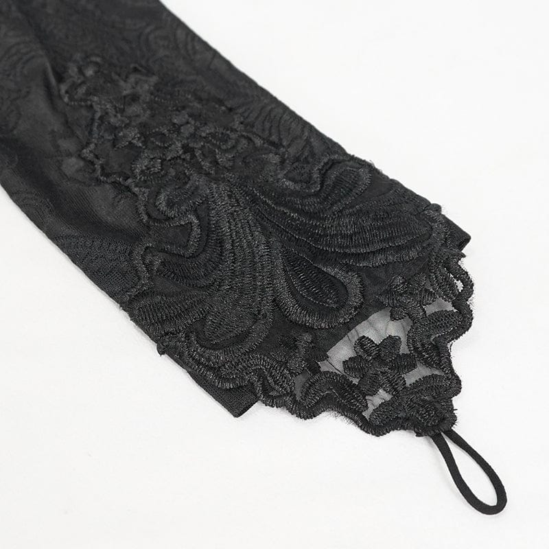 DEVIL FASHION Women's Gothic Strappy Plunging Floral Embroidered Dress