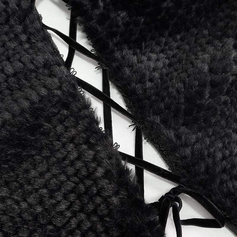 DEVIL FASHION Women's Gothic Strappy Unedged Cloak with Hood Black