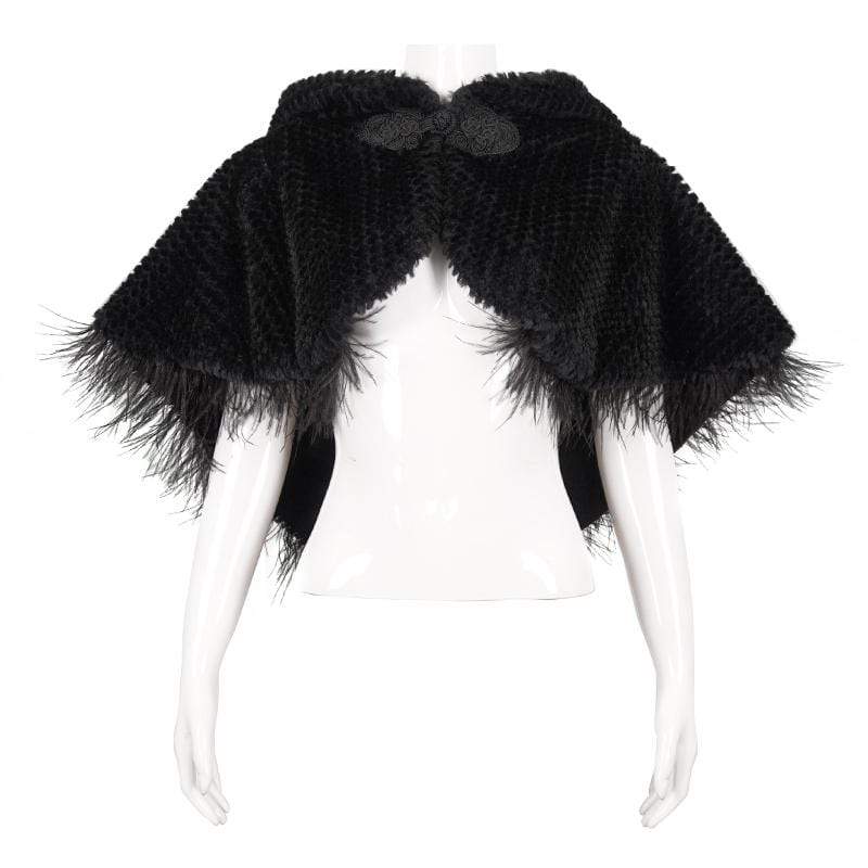 DEVIL FASHION Women's Gothic Strappy Unedged Cloak with Hood Black