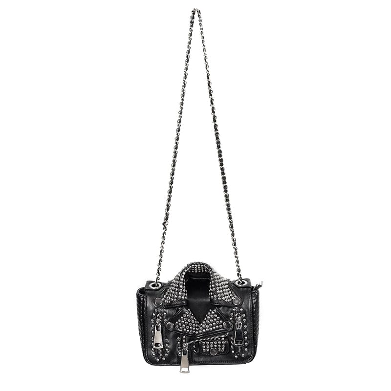 DEVIL FASHION Women's Gothic Turn-down Collar Nailed Bag