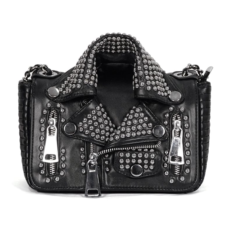 DEVIL FASHION Women's Gothic Turn-down Collar Nailed Bag