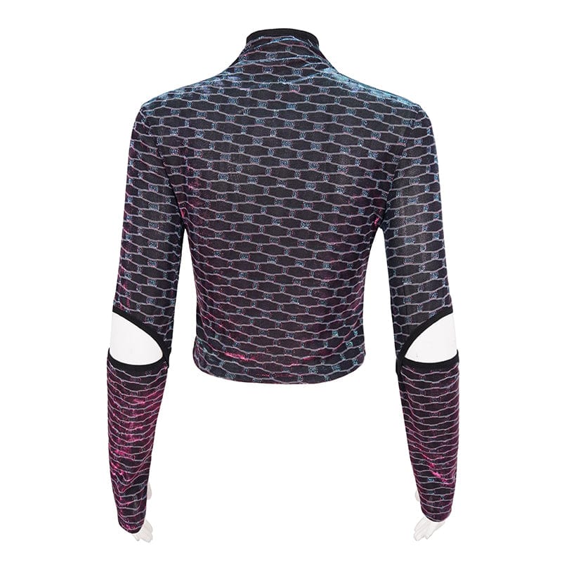 DEVIL FASHION Women's Grunge Scaly Printed Shirt